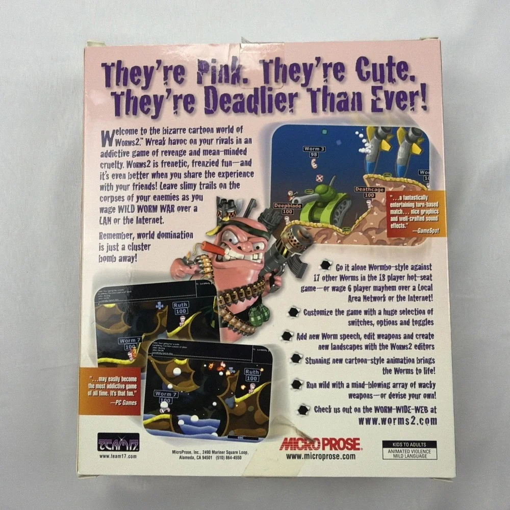 Worms 2 (PC, 1998) Complete in Big Box Manual Disc Release Notes